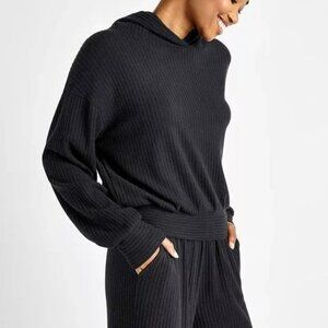 Splendid London Women's Black Ribbed Hoodie Size XS (MSRP $138)